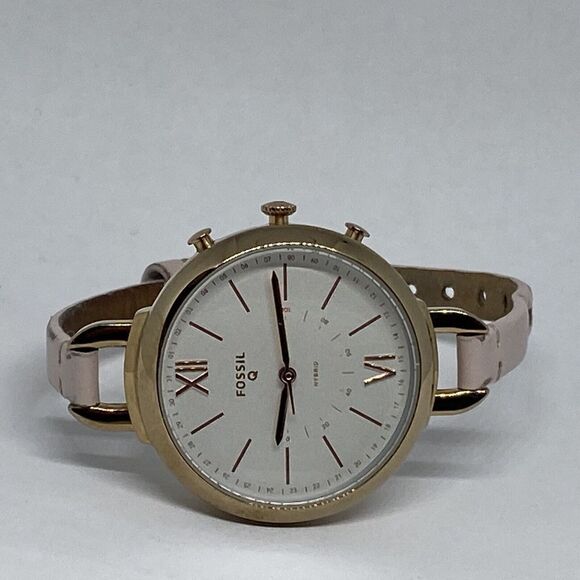 Fossil Q FTW5023 Womens Annette Pink Leather Analog Dial Hybrid Smartwatch CM631 - Picture 7 of 12